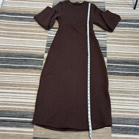 Free People Women's Gabby Long Sleeve Textured Cut Out Back Midi Dress Brown M/L - Picture 14 of 14
